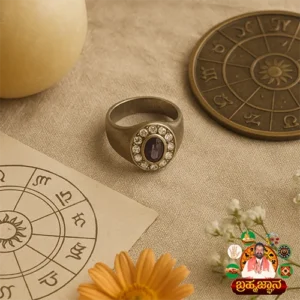 blue gemstone halo ring with surrounding stones for spiritual energy – Brahmajnana