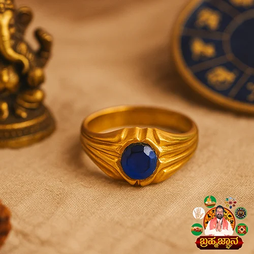 blue gemstone solitaire ring for astrology and spiritual energy – Brahmajnana