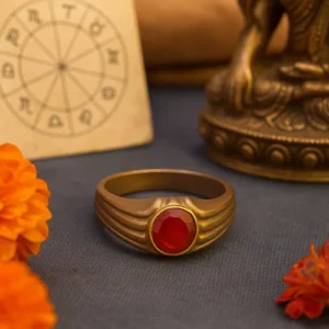 red gemstone astrology ring symbolizing strength energy and confidence – Brahmajnana
